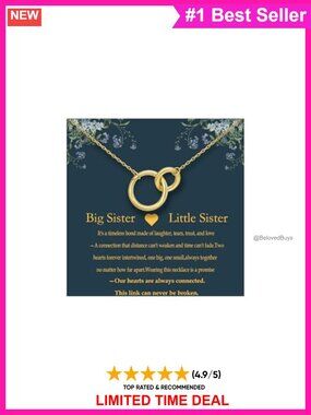 14K Gold Plated Interlocking Circles Sister Necklace 18-20" Hypoallergenic